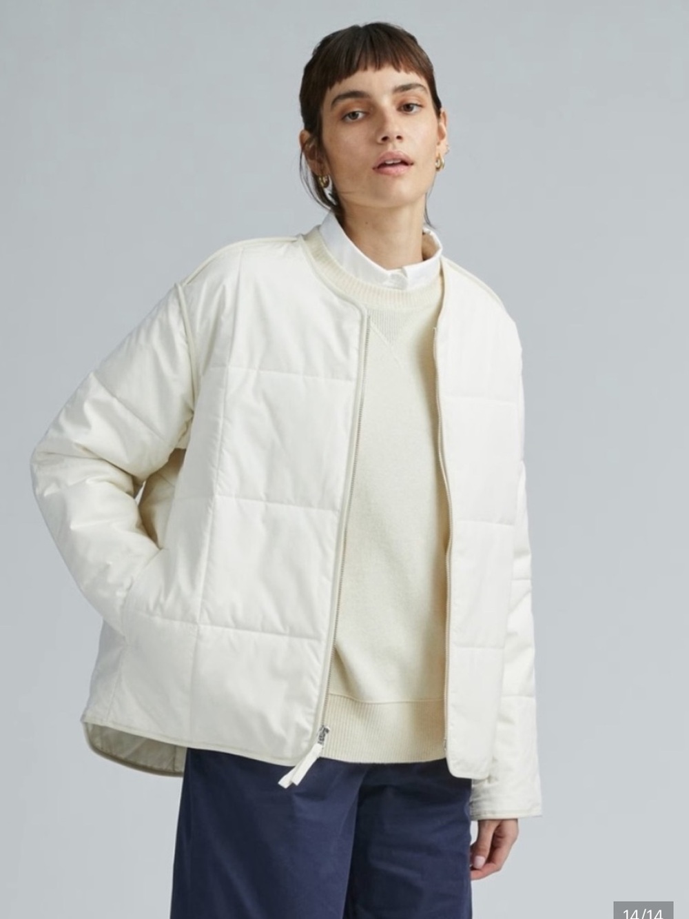 Everlane Renew Quilted Ivory Cotton Liner Chore jacket Size M